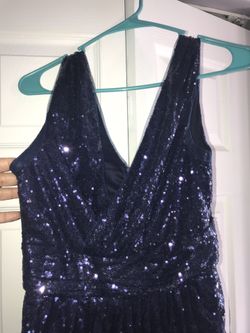 Beautiful Navy Blue Sequin bridesmaids dress