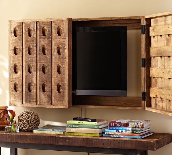 New Pottery Barn Tv Cabinet Wine Riddling Rack For Sale In Los