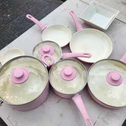 Set Of Green Life Pink Cooking Gear 