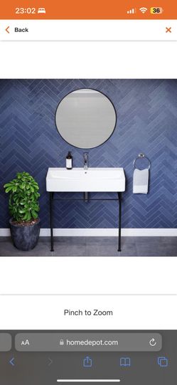 Sink Carre 36 in. Ceramic Console Sink