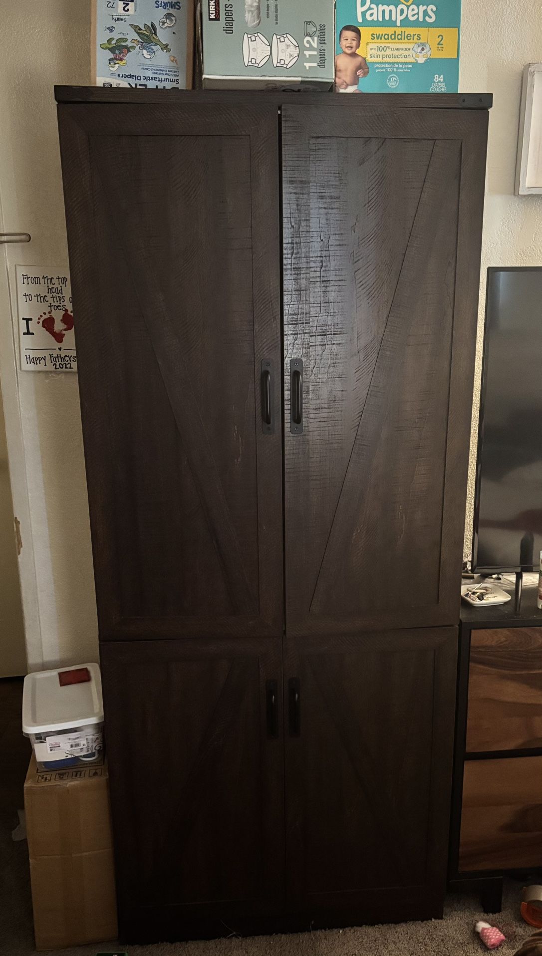 Farmhouse 2 Door Armoire Wardrobe Closet