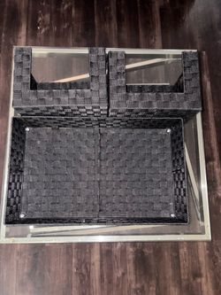 Set of 3 Black Woven under the bed Storage Baskets