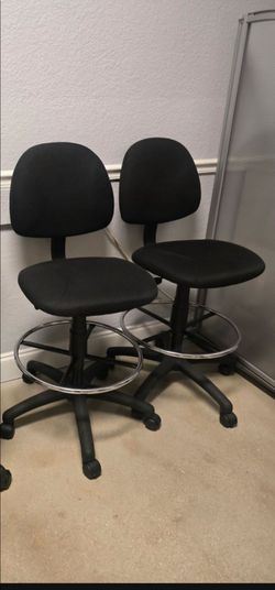 Two HIGH chairs Without Arms in Black, Mid-Back,