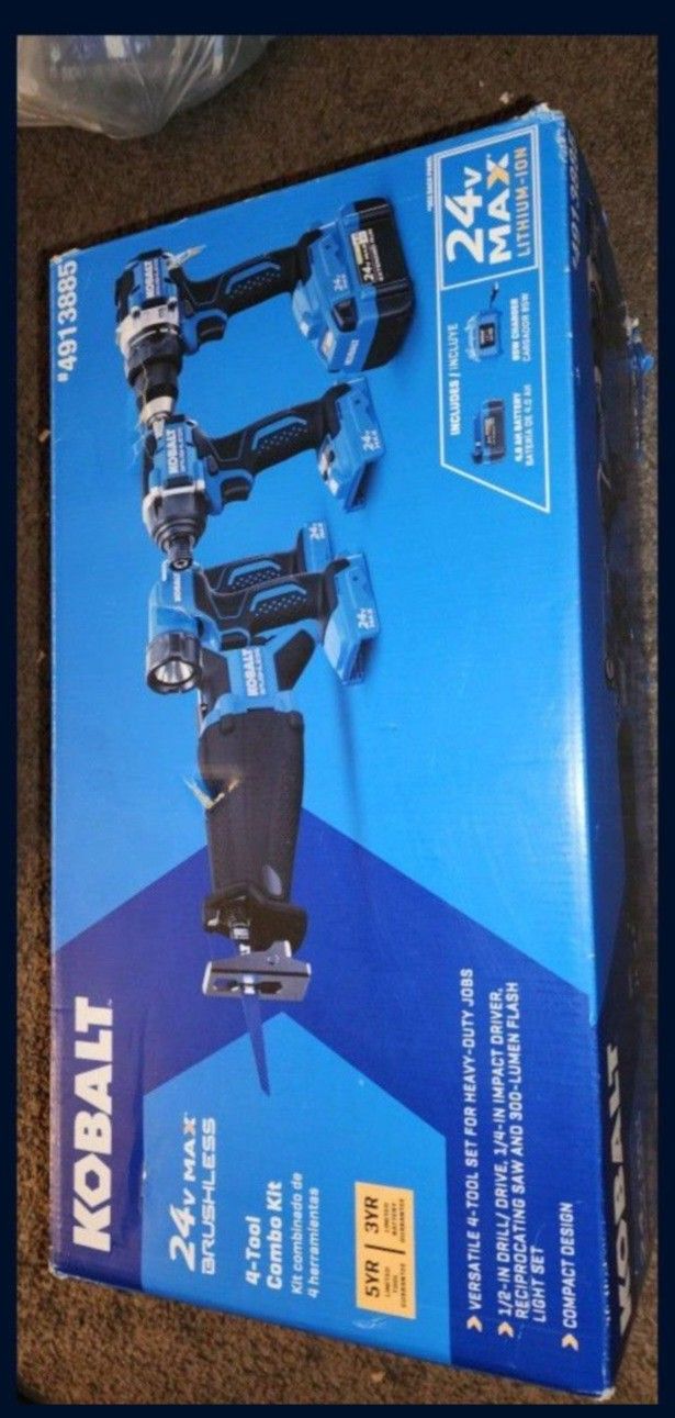 Kobalt Next-Gen 24-volt 4-Tool Brushless Power Tool Combo Kit with Soft Case (1-Battery