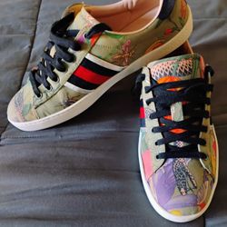 GUCCI MEN SNAKE FLORAL SNEAKERS 