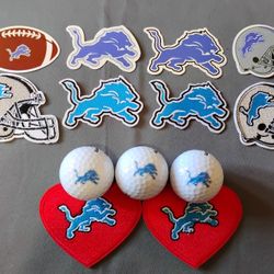 Detroit Lions Golf balls,Patches and sticker lot