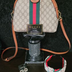 BEAUTIFUL BRAND NEW PURSE WITH HEADBAND AND EARRINGS 