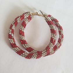 Red And Silver Hoops..5cm.