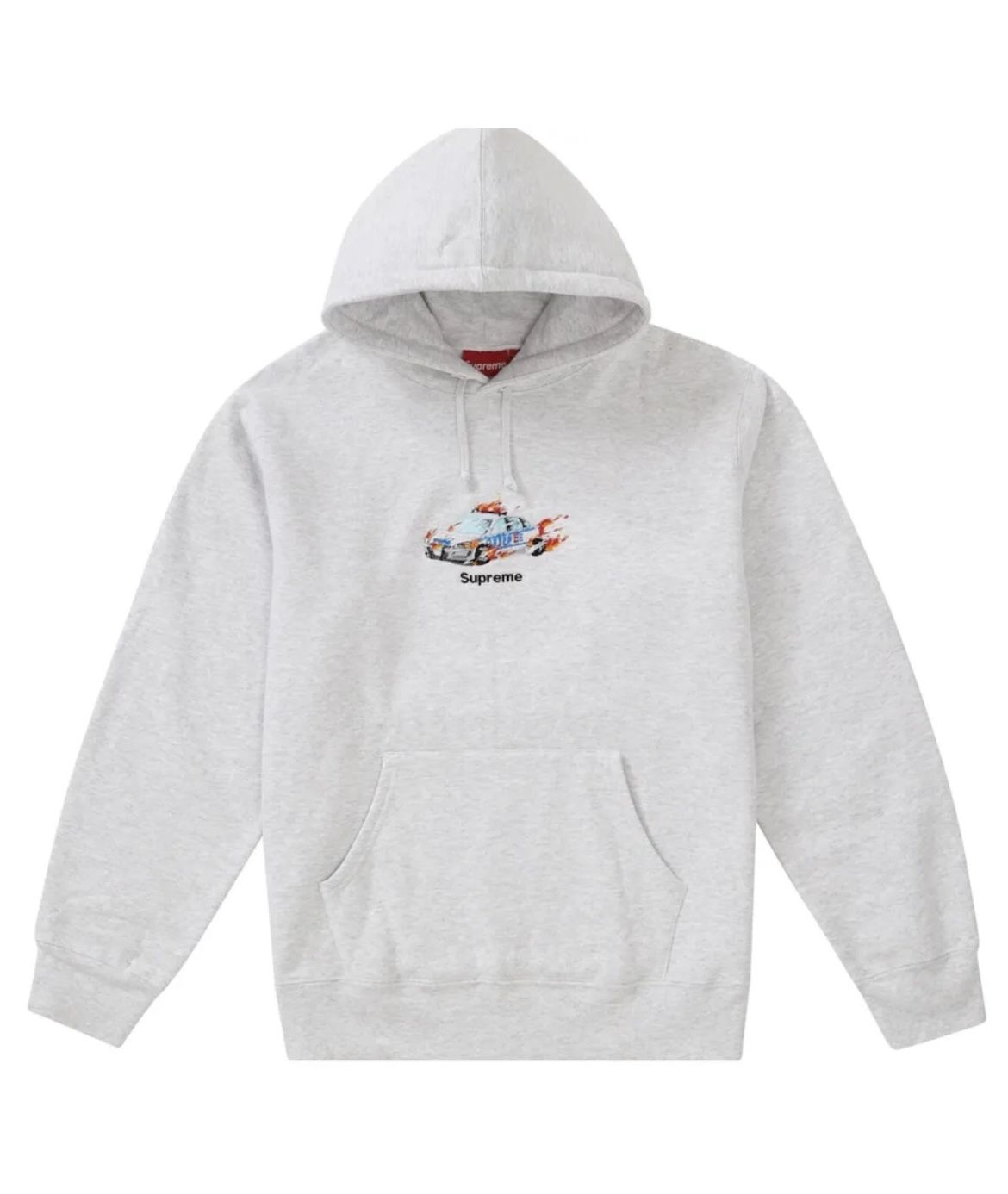 *RARE* Supreme Burning Cop Car Hooded Sweatshirt size Large in Heather Grey