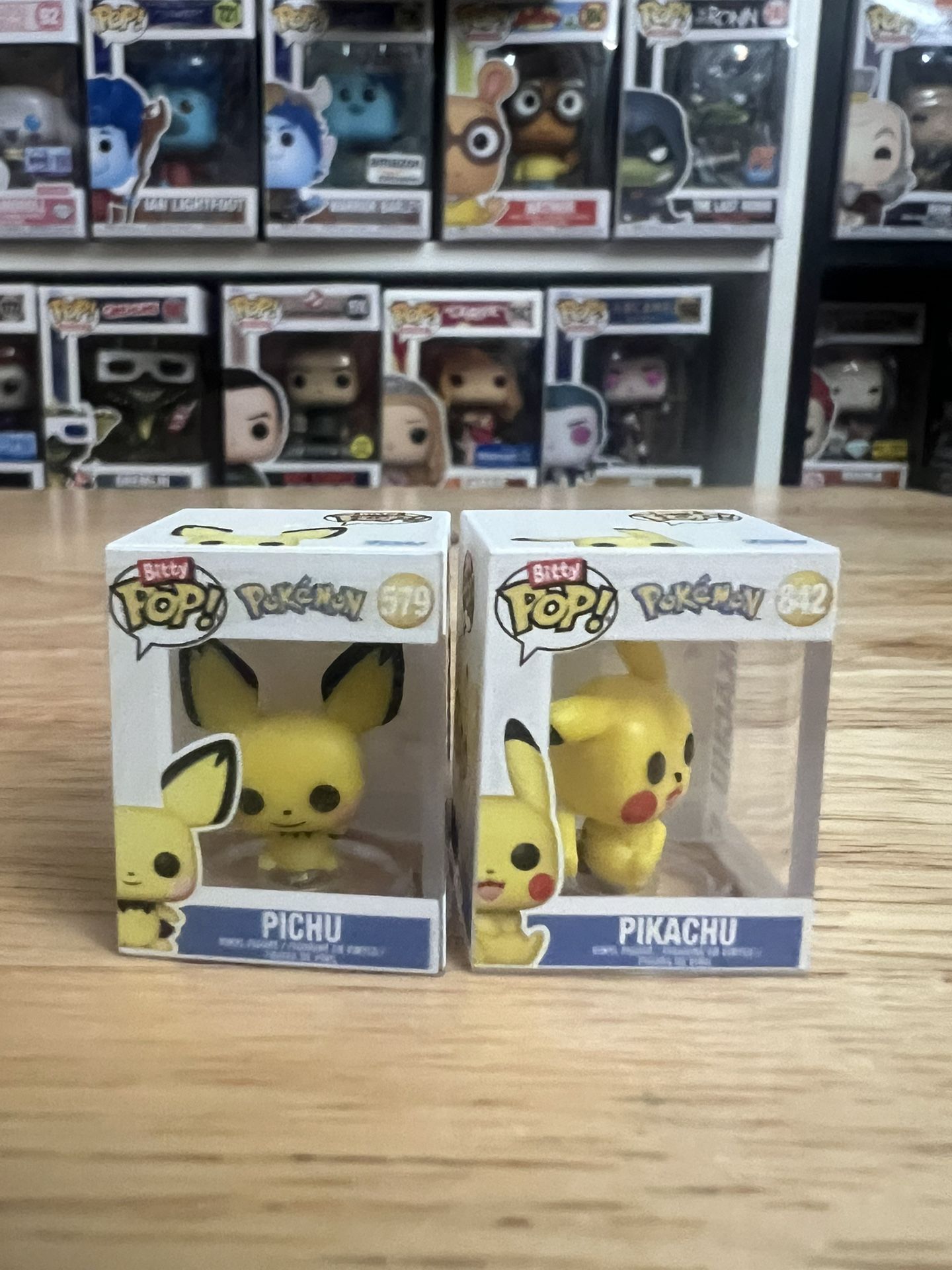 BITTY Pikachu & Pichu Pokemon Funko Pops #579 #842 Pokémon Vinyl Figure TCG Card