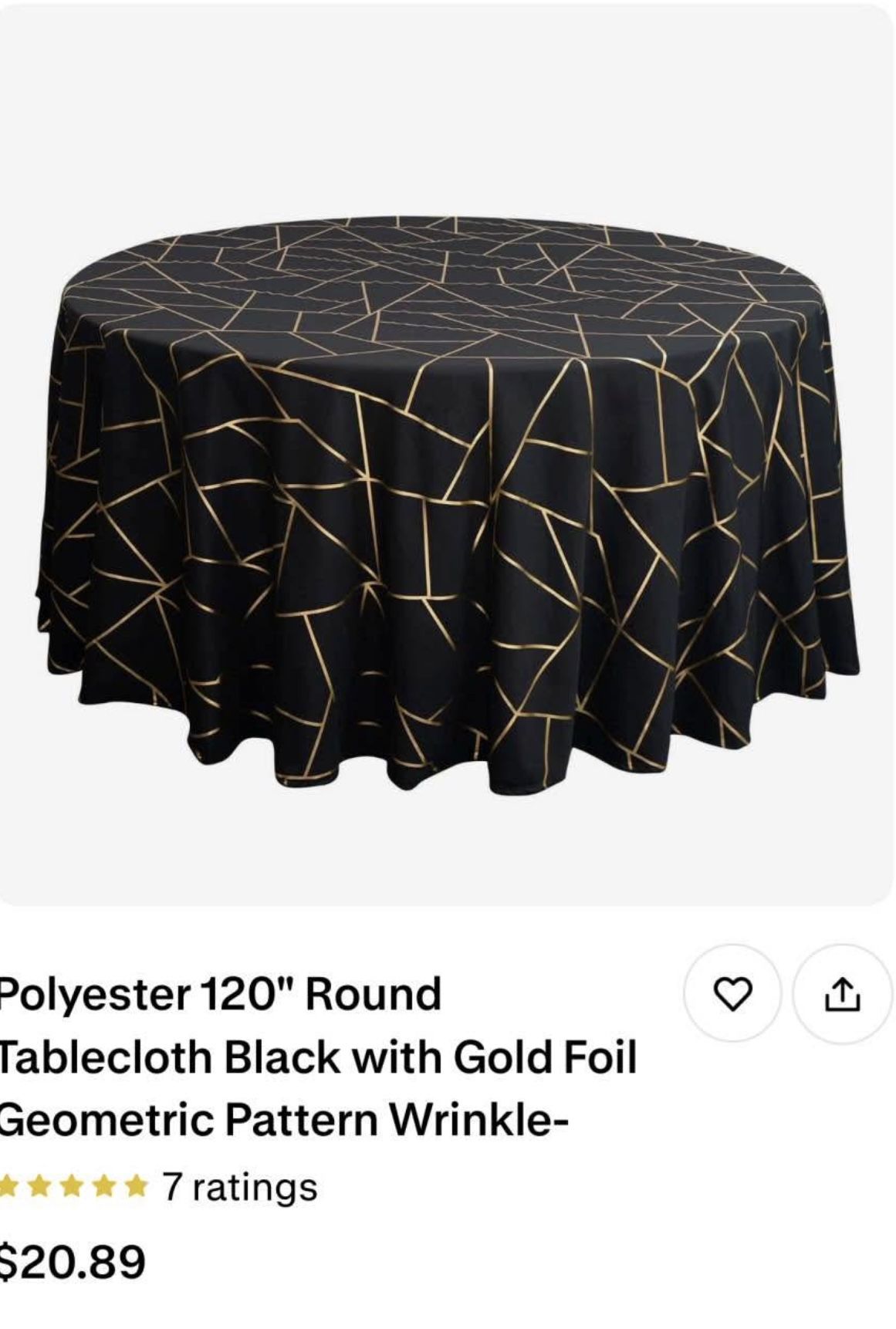Black and Gold Geometric Round Table Linnens