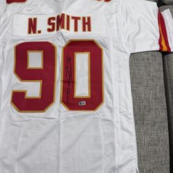 NEIL SMITH Signed Autograph Custom Jersey -Beckett COA - Kansas City Chiefs