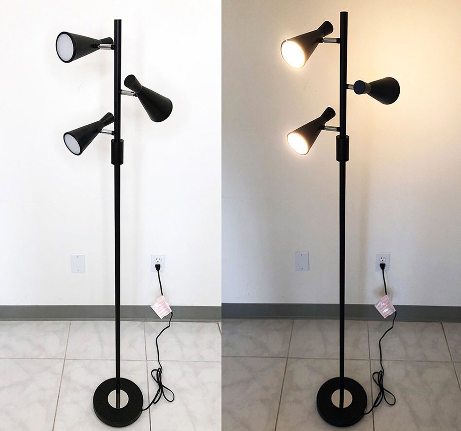$30 NEW LED 3-Light Floor Lamp 5ft Tall Adjustable Tilt Light Fixtures Home Living Room Office
