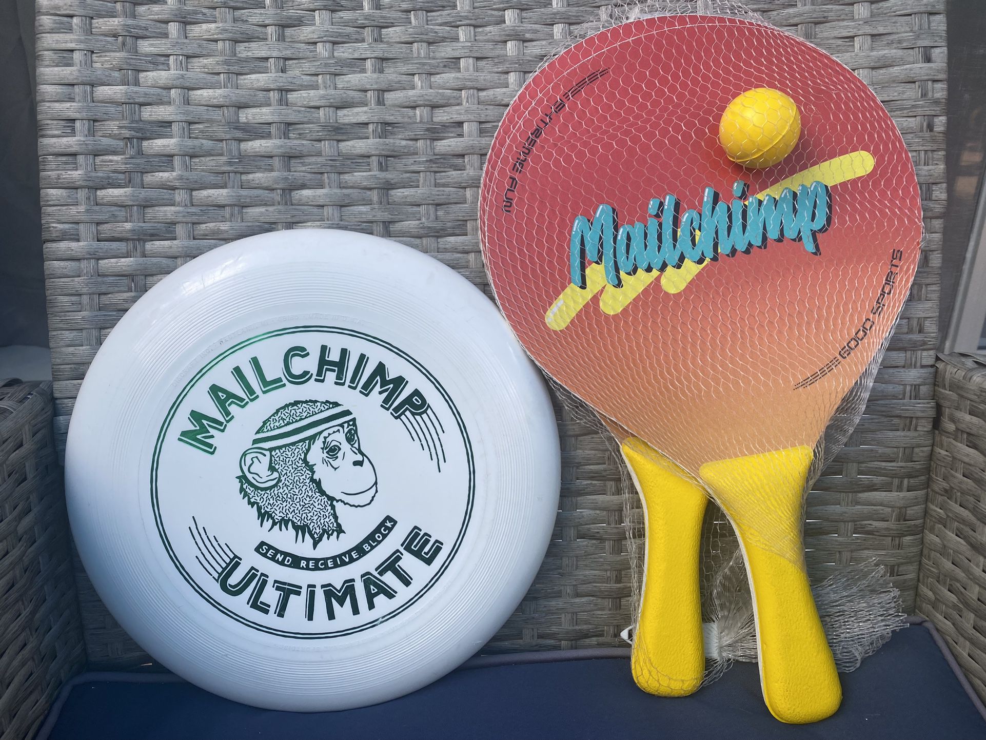 Mailchimp Frisbee And Paddle Ball Set