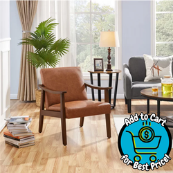 Yaheetech Modern Faux Leather Upholstered Armchair Accent Chair Brown