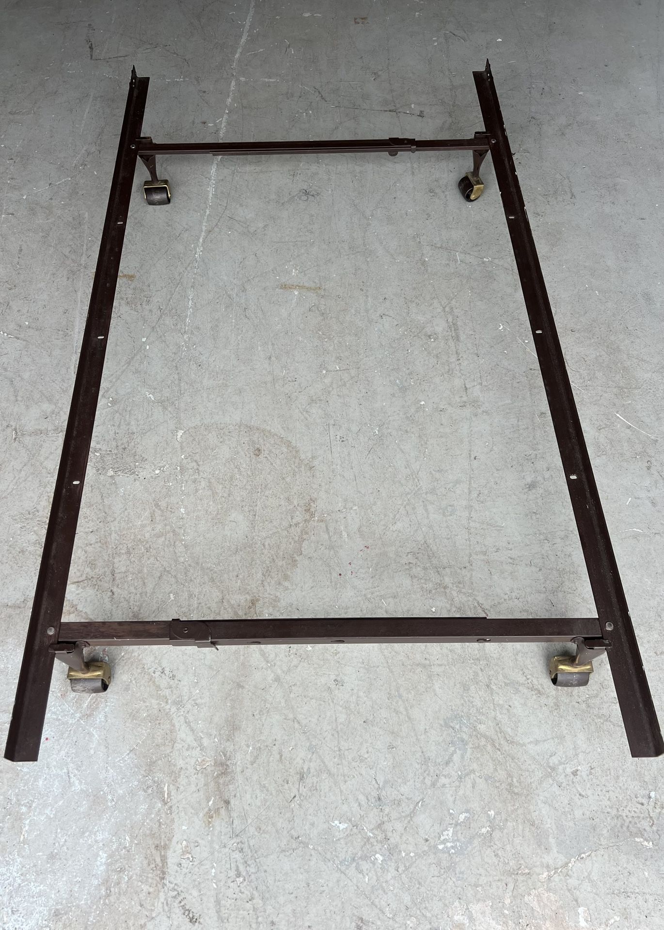 Two Twin Metal Bed Frames – Convertible Base with Wheels