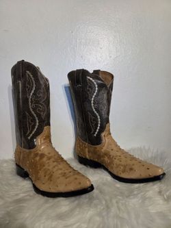 Gran Lider Men's Ostrich-Style Western Cowboy Boots - Size 11