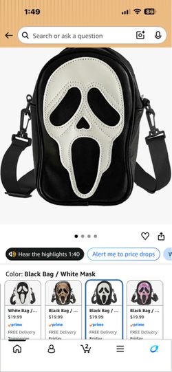 Ghostface Scream Mask Crossbody Bag