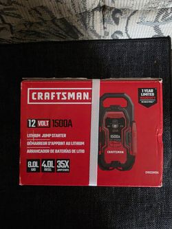 BRAND NEW CRAFTSMAN 12 VOLT 1500A LITHIUM JUMP STARTER...