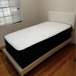 Twin Size BED FRAME WITH MATTRESS NEW BEDROOM FURNITURE SET BED MATTRESS AND BOX SPRING 