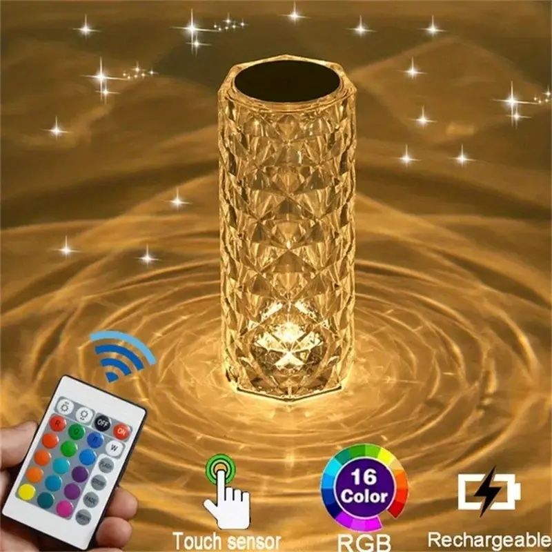 LED Crystal Table Lamp Daimond Rose light 16Colors Changing Touch Remote Control