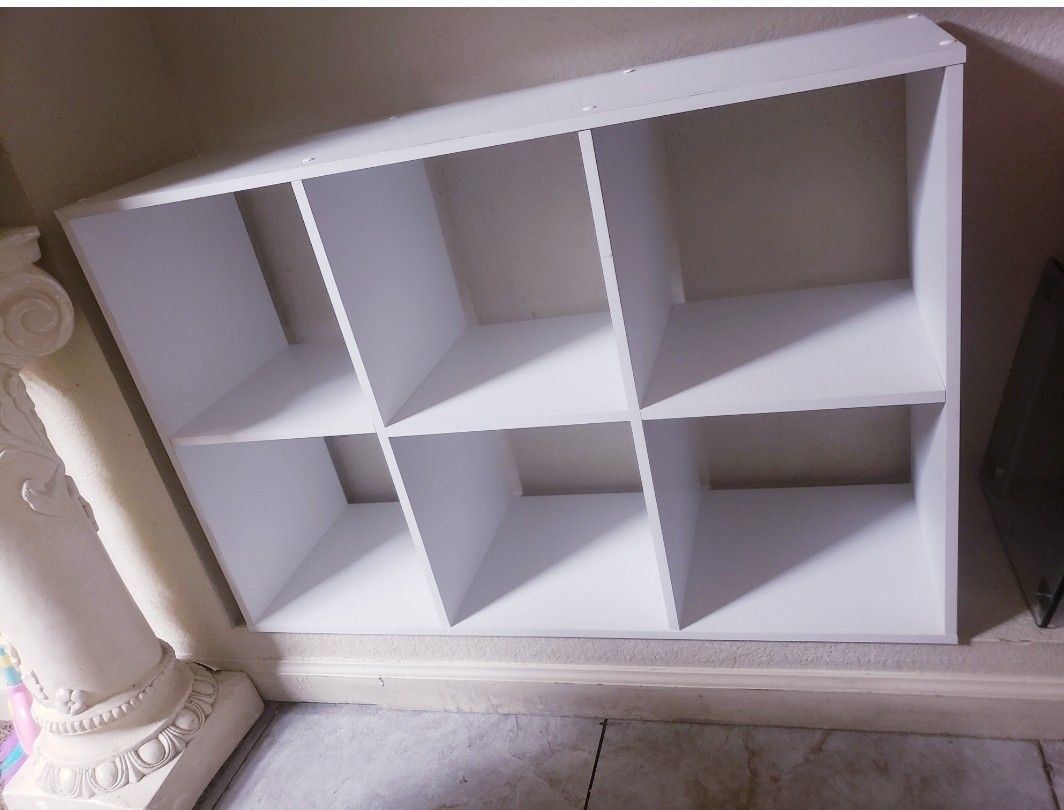 6 Cube Storage Organizer With Canvas Bins 35"×11"×23