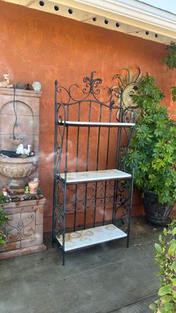 6 ft x 30” Metal shelf & wood