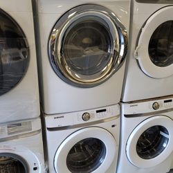 New Samsung Front Load Washer And Used Stackable Gas Dryer Set 