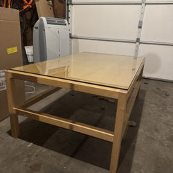 Wood Coffee table With Glass Topper 