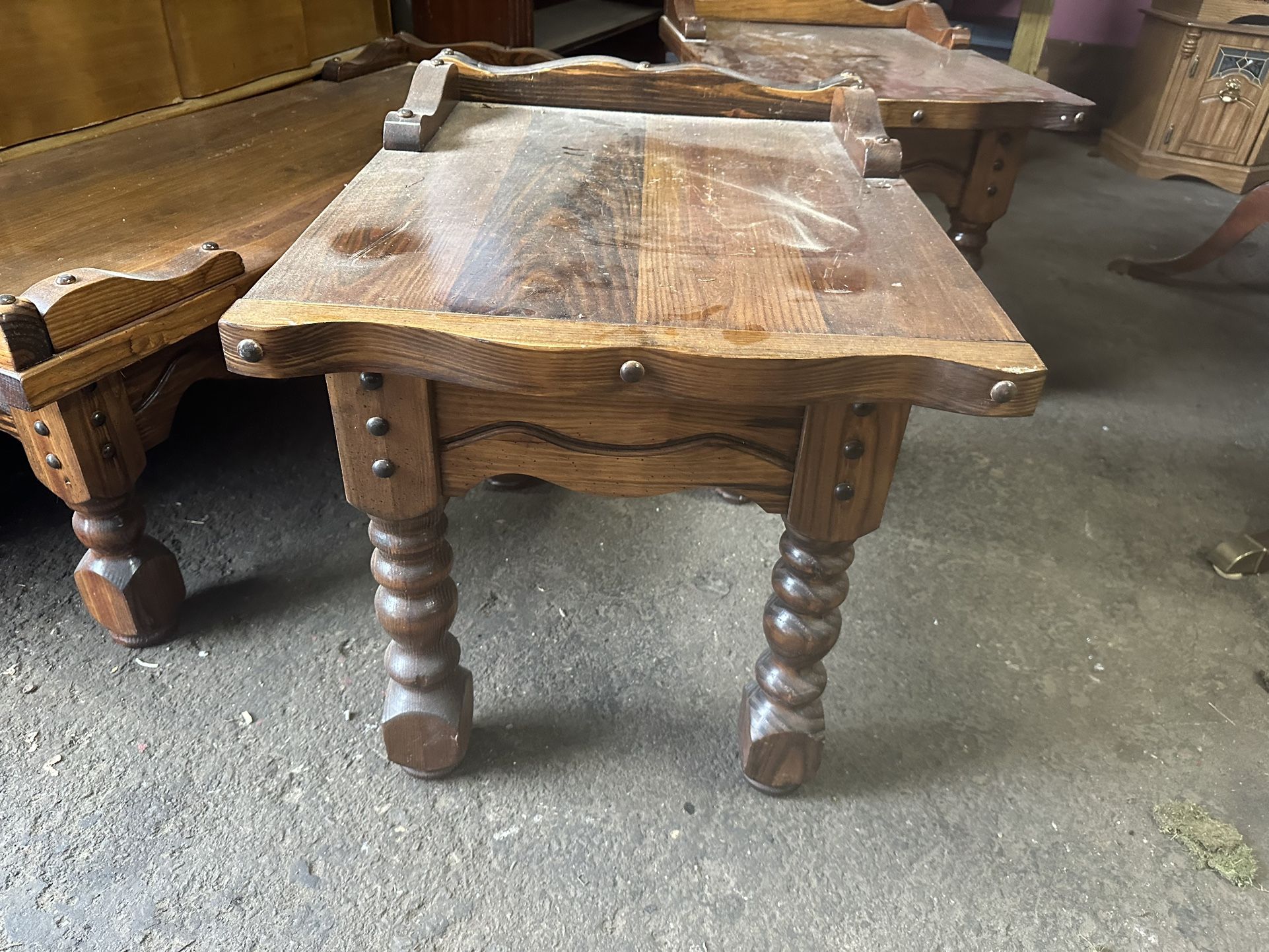 Plank Style End Tables And Coffee Table