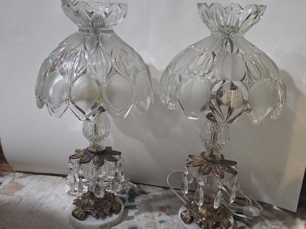 Pair of vintage Crystal lamps. 