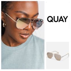QUAY High Key Twist Aviator Sunglasses in ‘Champagne’