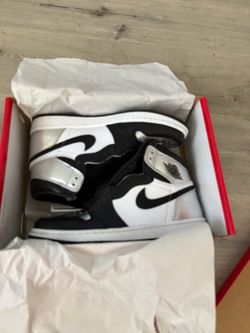 Air Jordan 1 High Black White Silver Sneakers