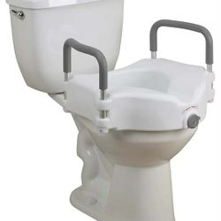 New Drive Medical RTL12027RA 2-in-1 Raised Toilet Seat with Removable Padded Arms, Standard Seat