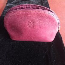 Cartier  Leather Burgundy Goin Wallet And Makeup Purse