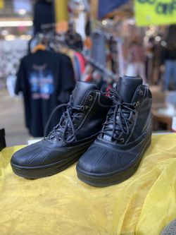 Nautica Men’s Black Leather and Rubber Boots -13