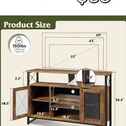 😀 WLIVE TV Stand 55 inch TV, Tall Entertainment Center with Storage, Farmhouse Industrial TV Console for Bedroom Living Room, Rustic Brown
