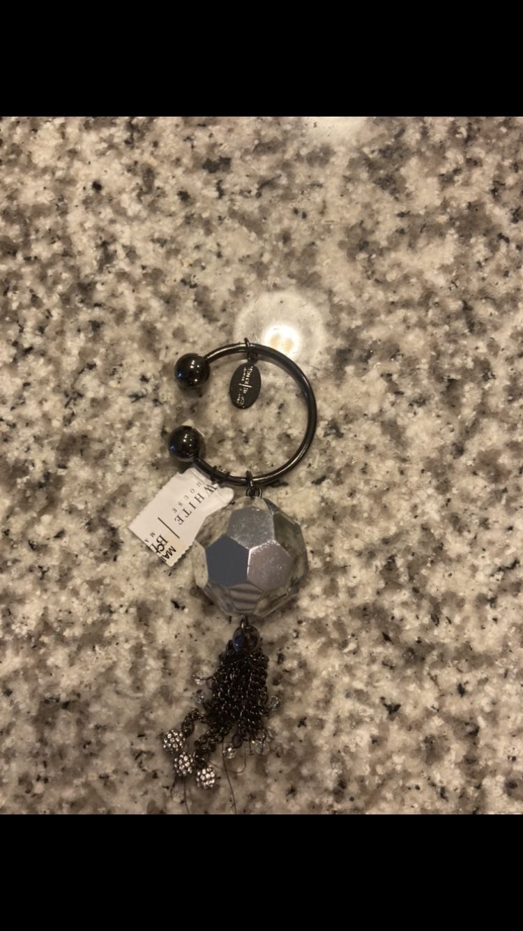 White and black brand Necklace Attachment/key chain