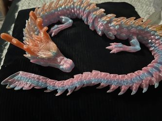 h 3D Printed Rainbow-Dragon with Wings Collectible Figurine f