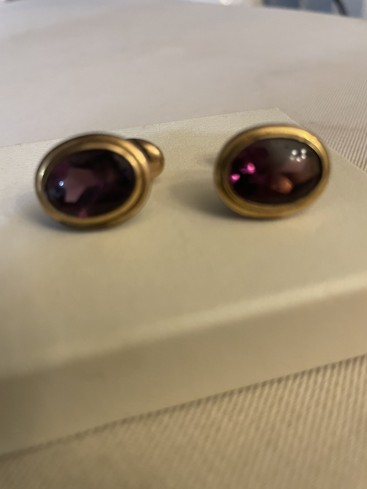 Vintage Cuff Links Gold W/ Amethyst Stones