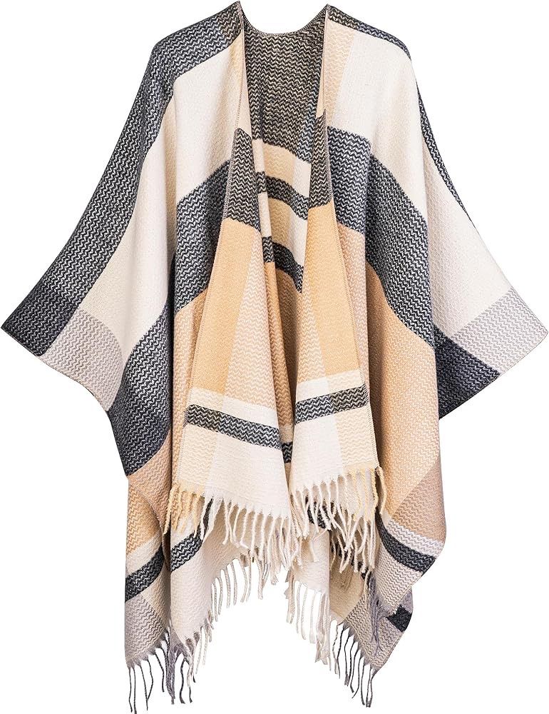 Shawl Wraps Gifts for Women,Warm Poncho Sweater,Tassels Open Front capes, Travel Christmas Gifts for Winter Fall 200+ bought in past month