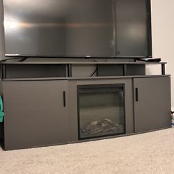 Like New Fireplace Tv Stand ( Dark Gray & Black)