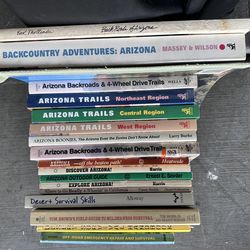 LOT sale of Approx. 18 books on arizona off road trails, exploring back roads & emergency survival and off road emergency repair