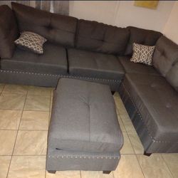 3pcs Sectional sofa w/ottoman