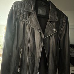 All Saints Men’s Leather Jacket Black Size Large New Without Tags