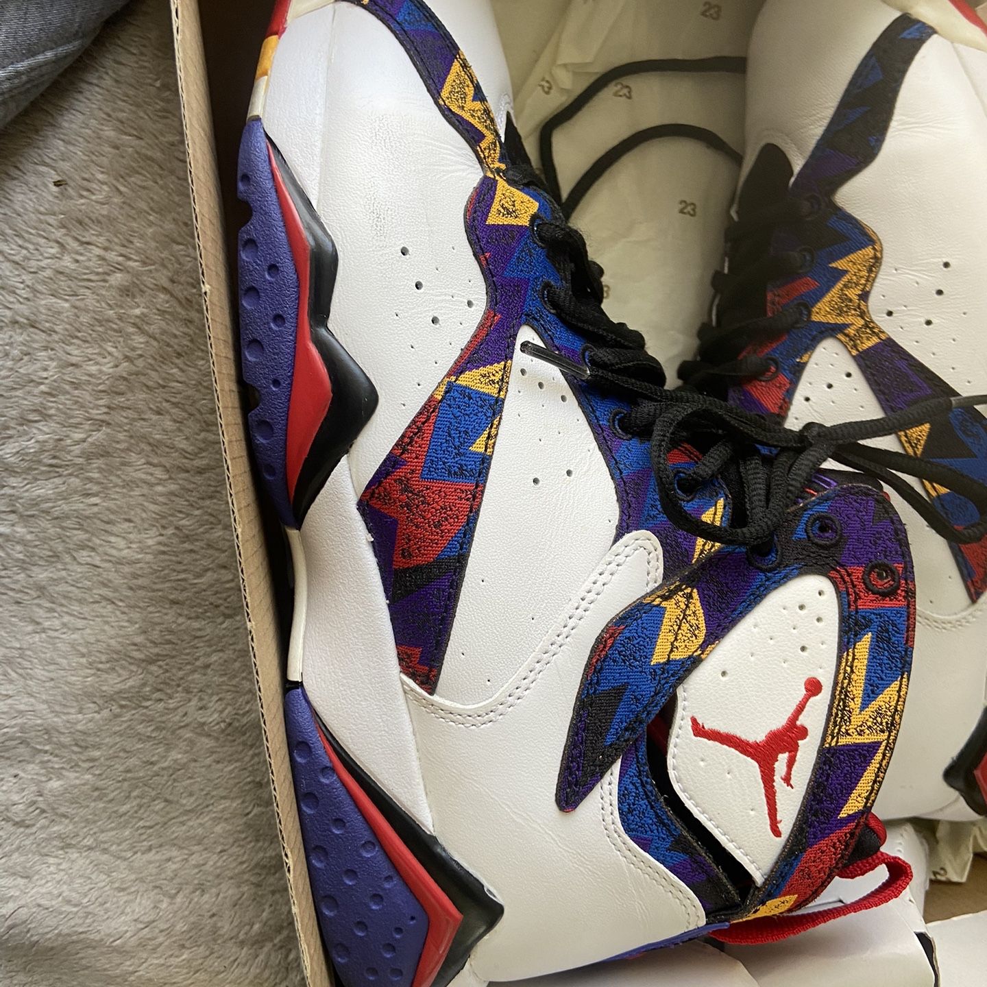 Jordan 7 Retro Red, White, And Concord Red