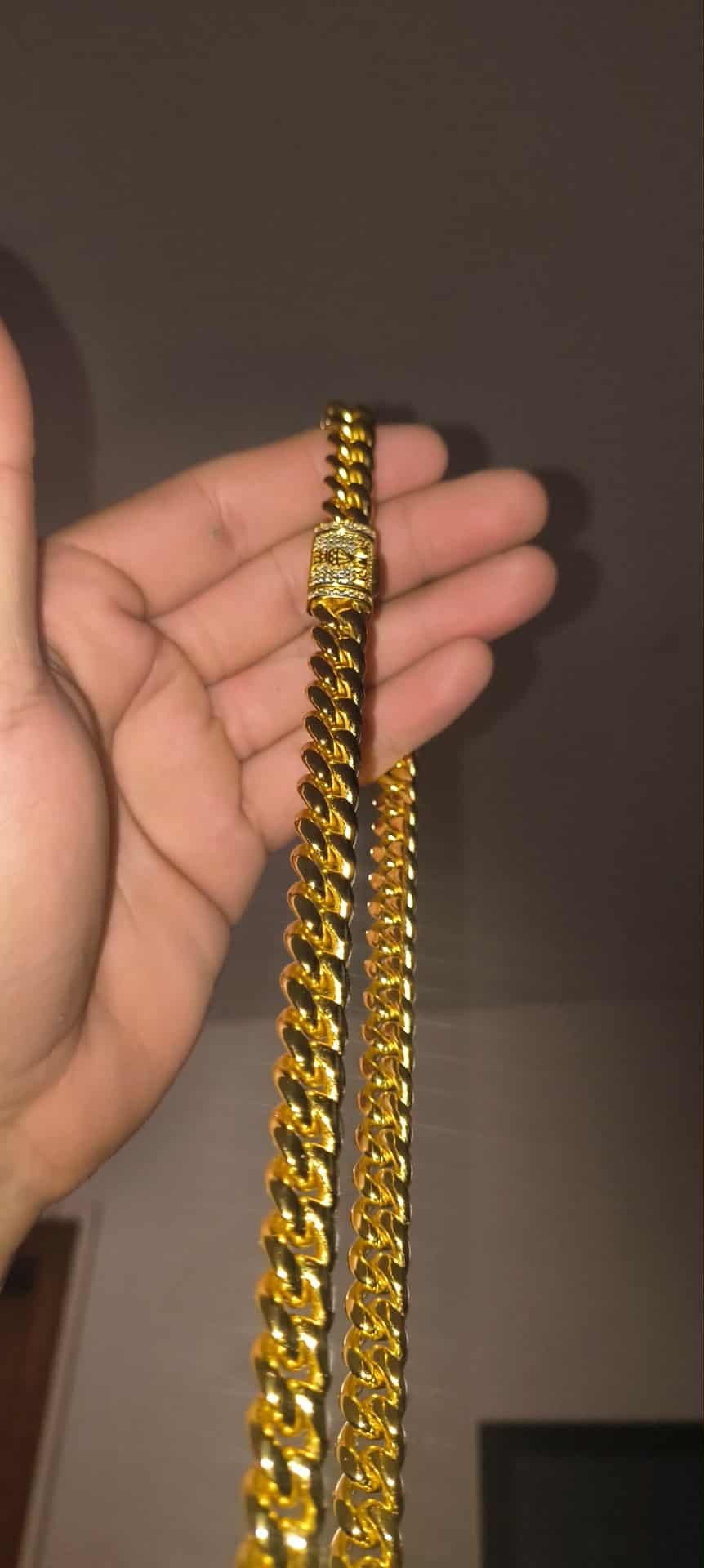 18k Gold Cuban Chain  Vermeil Moissanite Clasp 