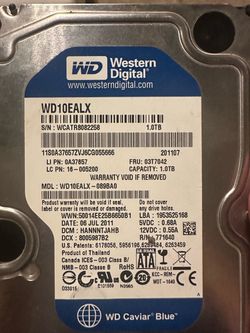 Western Digital 1TB Hard Drive - WD Blue 3.5" SATA HDD, 7200 RPM - Desktop Storage