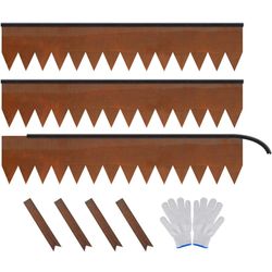 Garden 3-Pack Cor-Ten Steel Landscape Edging with Black Protection Strips - Rust Patina Finish 40" L