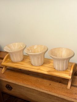 Handcrafted Wooden 3-Cup Votive & Tea Light Candle Stand Centerpiece